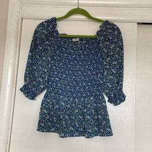 Small Blue Floral Blouse